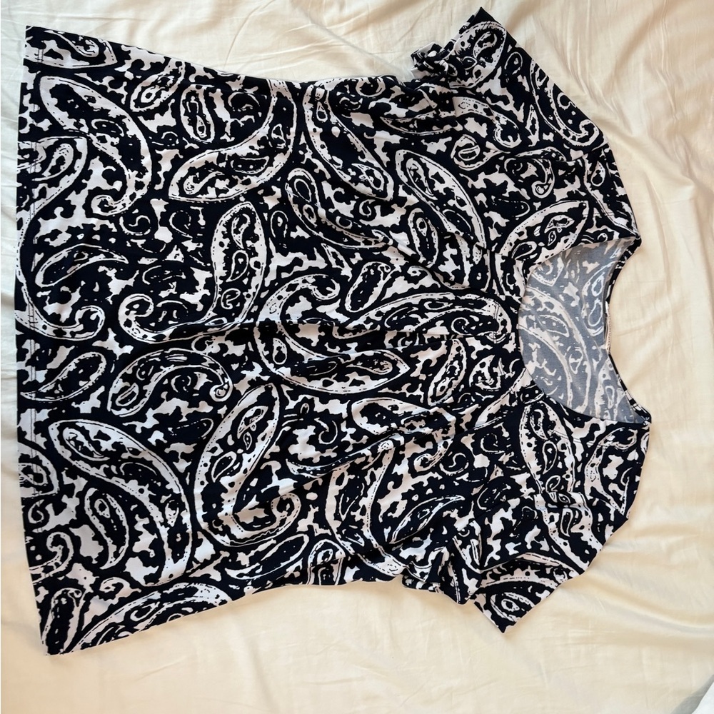 Allison Daley Black and White Paisley Blouse